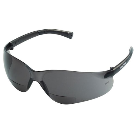 Mcr Safety Reader Safety Glasses, Black Gray Lens, Anti-Scratch Coating 135-BKH20G